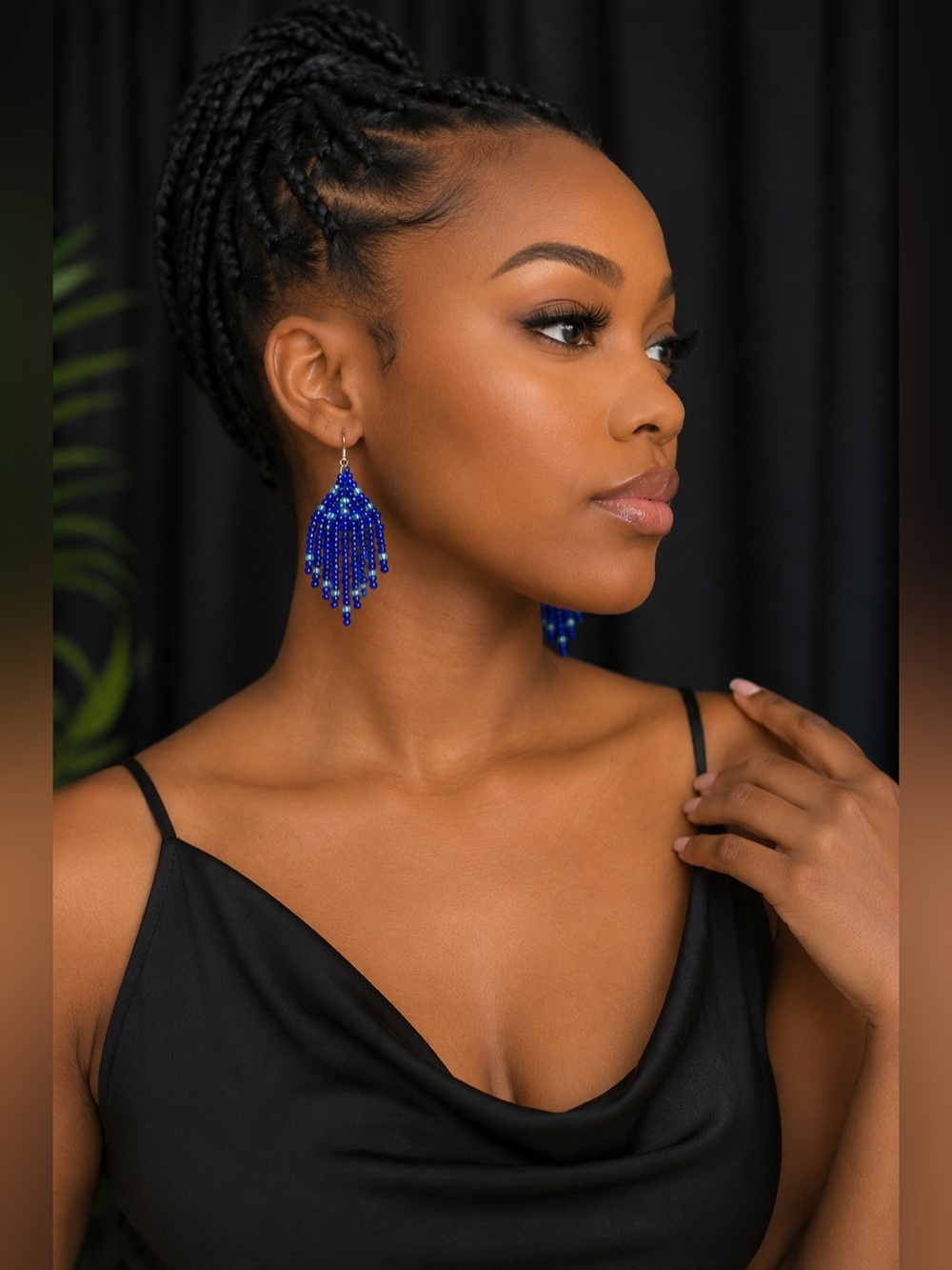 Multicolor Beaded Fringe Earring set